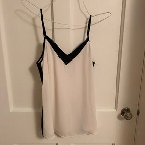 NWOT- charming charlies black and white v neck dressy tank top cami
